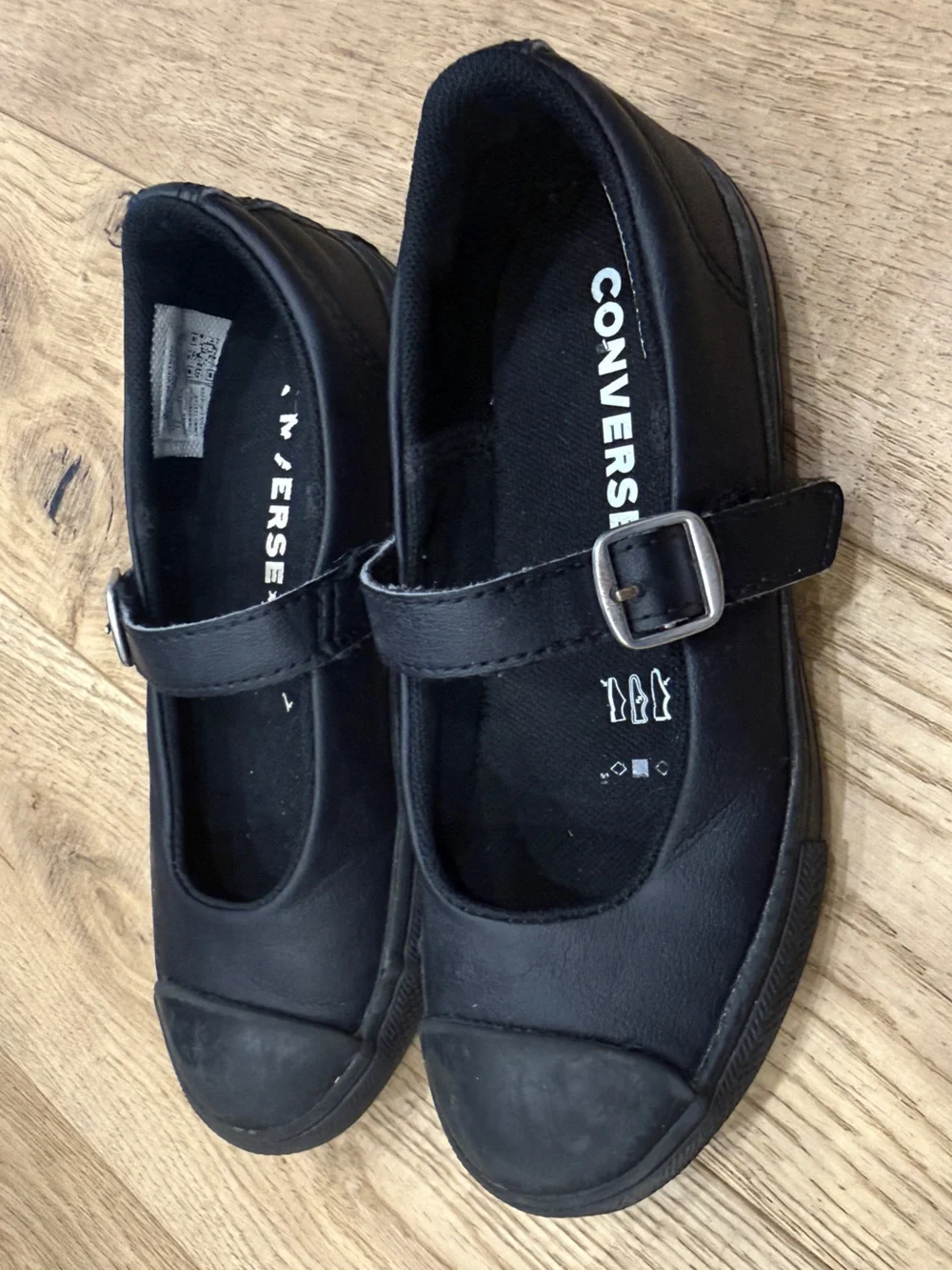 Converse Kids Black Mary Jane Strap Shoes size 12